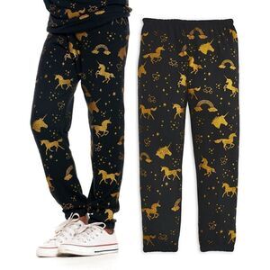 Chaser girls NWT golden unicorn Soft sparkle sweatpants rainbow Sz 12